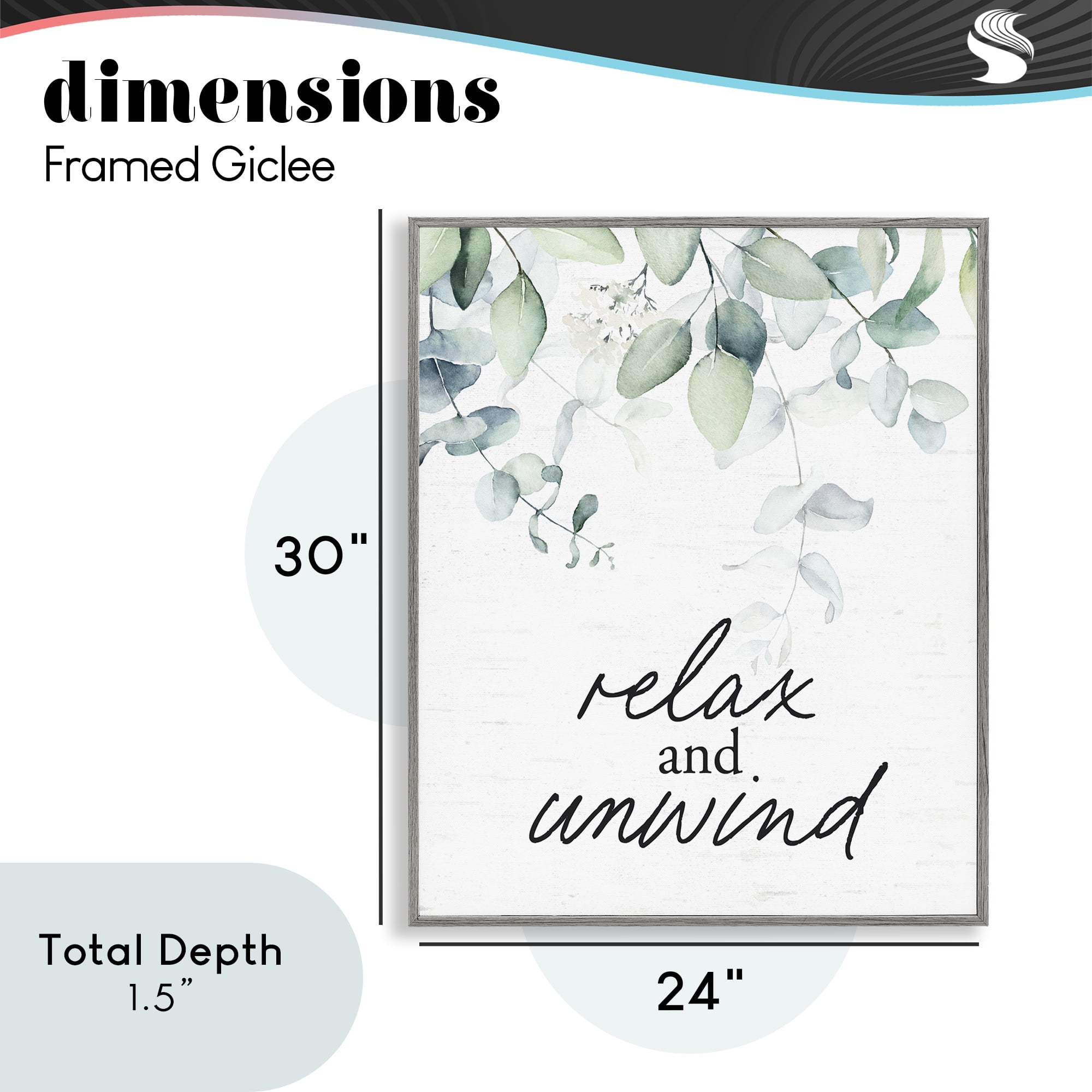 Relax And Unwind Herb Leaves Gray Framed Giclee Art, design by Lettered and Lined