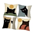 thumbnail image 4 of Funda de almohada decorativa de 4 piezas con diseño de gato, para mascotas, arte, 45 x 45 cm, estilo retro minimalista, para hombre y mujer., 4 of 9