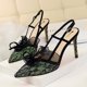 thumbnail image 3 of Zapatos de tacón alto para mujer, de moda, para banquetes, bodas, para mujer, con boca poco profunda, puntiagudos, para novias, sandalias con tiras de encaje de malla, 3 of 5