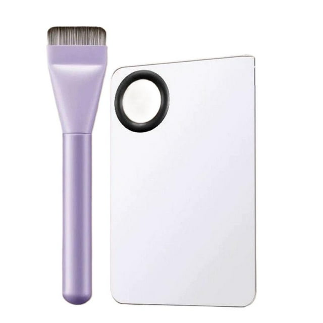 Professional Flat Foundation Brush with Palette for Liquid & Cream Makeup, Ultra-Soft Synthetic Bristles, Precise Blending, Portable Cosmetic Application Tool for All Skin Types