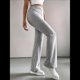 thumbnail image 5 of Pantalones Anchos de Pierna para Mujer, de Cintura Alta, para Estar en Casa, con Cintura Elástica, para Otoño e Invierno, Informales, de Punto Gris S, 5 of 10