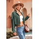 thumbnail image 5 of Abrigo PRETTYGARDEN para Mujer de Ante Sintético con Flecos, Corto, Verde, Talla L, 5 of 9