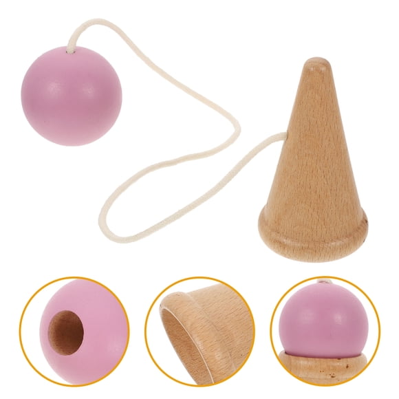 TEHAUX 1Pack Pink Wood Kendama Toy For Children And Adults Hand Eye Coordination Training Toys 13.4X1.8In