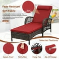 thumbnail image 6 of OUINCH Outdoor Wicker Lounge Chair Set, 6-Position Adjustable Patio Chaise Lounge w/Side Table, All Weather Lay Flat Pool Sunbathing Recliner, Armrest & Head Pillow, Fade-Resistant, Red, 6 of 9