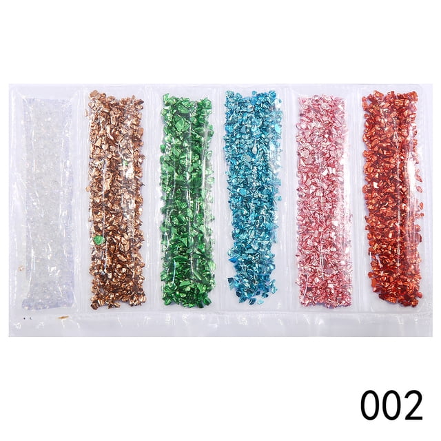 Productos para decoración de uñas Fragmentos de vidrio con diamantes Joyas Oro y plata Vidrio roto Grava para uñas