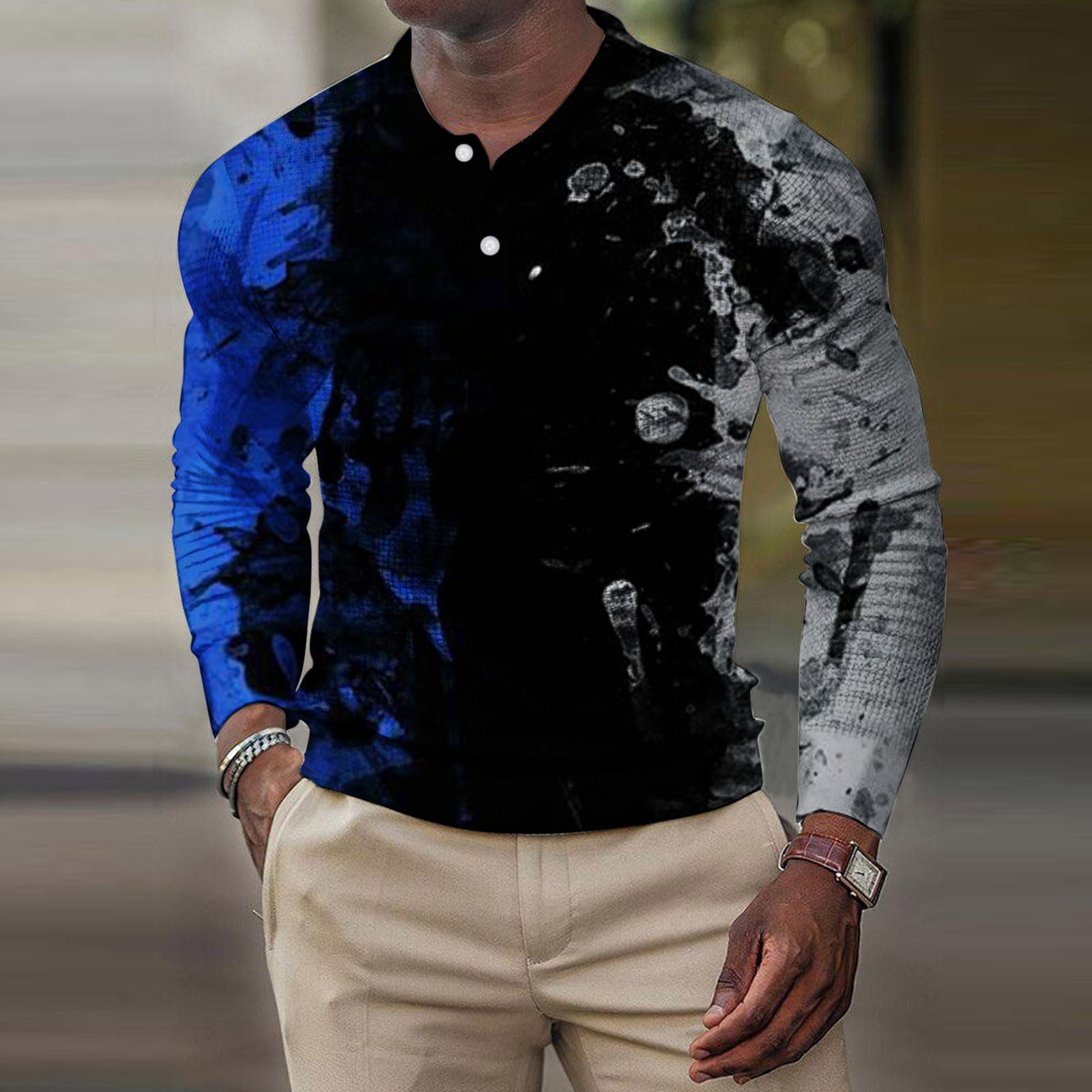 YOTAMI Men's Tops Fashion 2022 Long Sleeve Fashion Man Turndown Collar Long Sleeve Tops TShirt