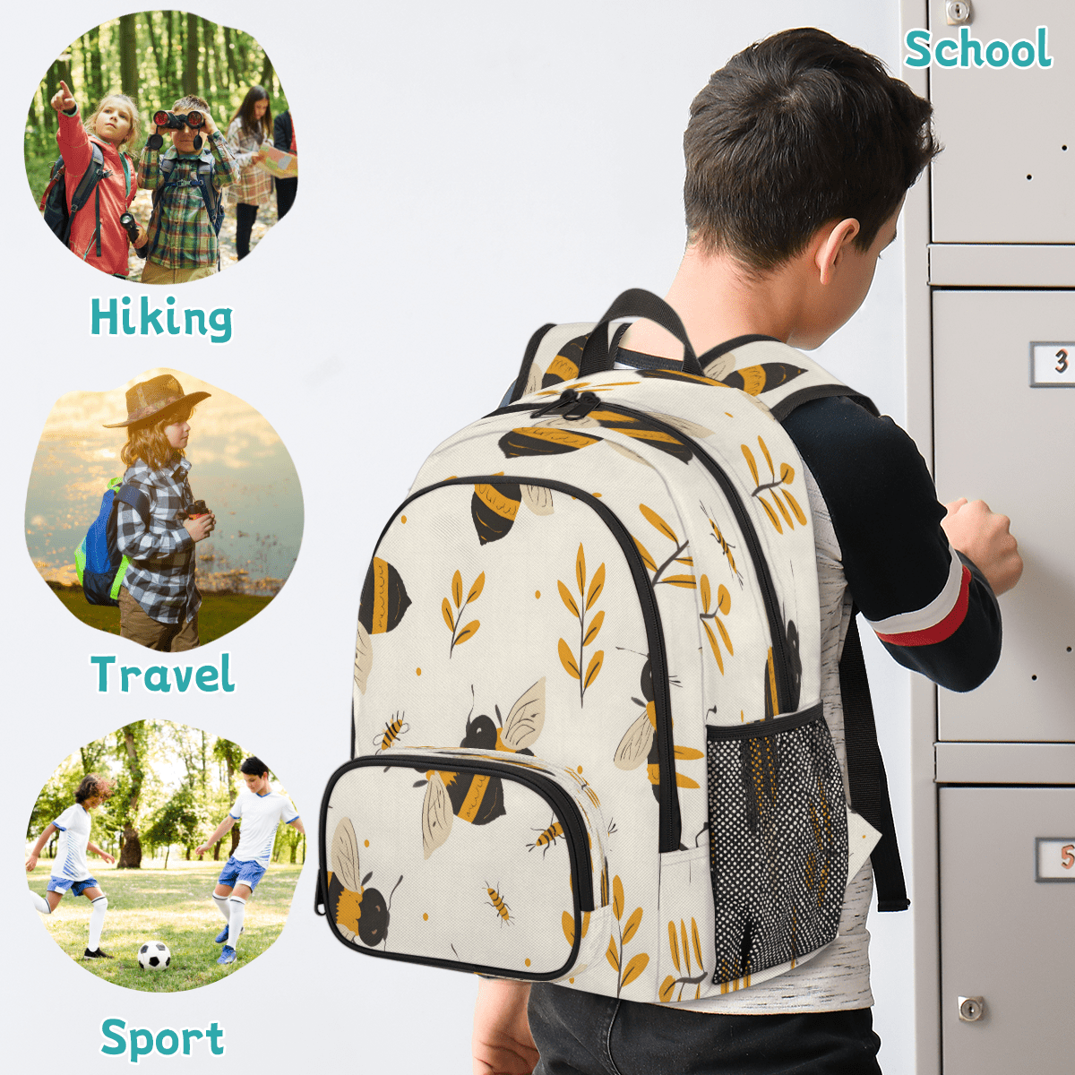 Herdesigns Honey Bee Laptop Backpack for Women Men, 18.3 Inch Large Computer Backpacks Fashion Teacher Nurse Bag Casual Daypack for Work Travel