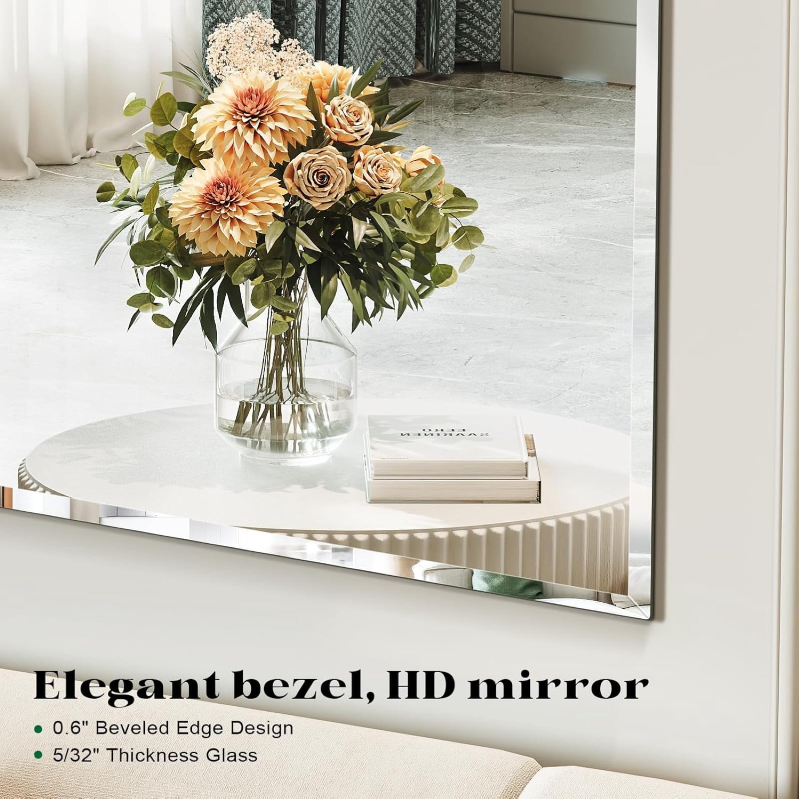 Gleamira 18"x24" Frameless Bathroom Mirror Rectangle Wall Mirror with Beveled Edge Vanity Mirror Over Sink