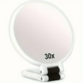 thumbnail image 6 of Dual-Sided 1X/30X Magnifying Handheld Makeup Mirror with 360 °   Adjustable Handle – Portable, Travel-Friendly Design, No Batteries Needed, Sleek Black Frame & Golden Accents, 6 of 9