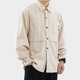 thumbnail image 3 of Camisas Hombre Vestir Moda masculina Primavera y verano Casual Manga larga Solapa Camisa de color sólido Blusa (Beige, L), 3 of 4