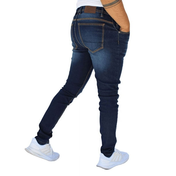 Pantalon rasgado de mezclilla stretch John Silver Corte skinny Color azul oscuro Bodega Aurrera en linea