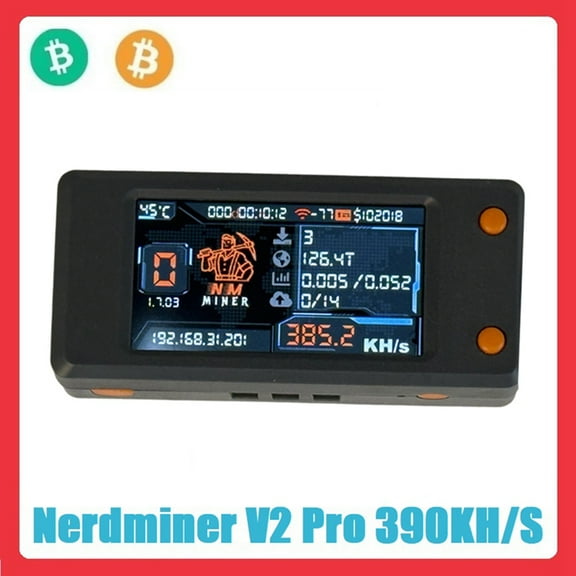 Nerdminer V2 Pro NMMiner 390KH/S BTC Solo Lottery Miner Bitcoin Crypto Miner BTC Miner Nerd Miner with Color Screen