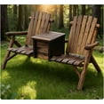 thumbnail image 3 of Patio Furniture Double Adirondack Chair Loveseat,Double Wooden Adirondack Chair with Ice Bucket,Outdoor Loveseat with High Backrest,Patio Chairs, 3 of 7