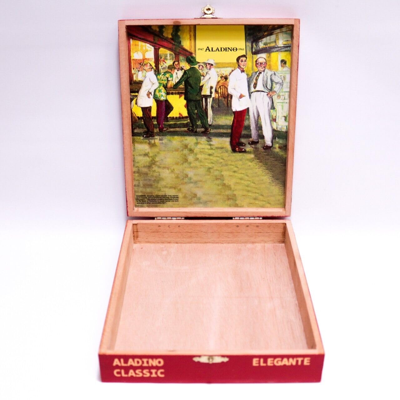 Aladino Elegante Classic Empty Wood Cigar Box 7.5" x 6.5" x 1.75"