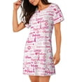 thumbnail image 2 of Honeii Breast Cancer Ribbons Awareness Print Women's Loose Short Sleeve Nightgown, Soft Cotton Sleepwear, Comfy Loose Fit Pajama Dress for Sleep and Lounge, 2 of 6