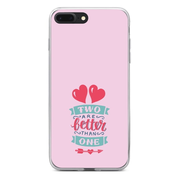 DistinctInk Clear Shockproof Hybrid Case for iPhone 7 PLUS / 8 PLUS (5.5" Screen) - TPU Bumper, Acrylic Back, Tempered Glass Screen Protector - Hearts - Two Are Better Than One