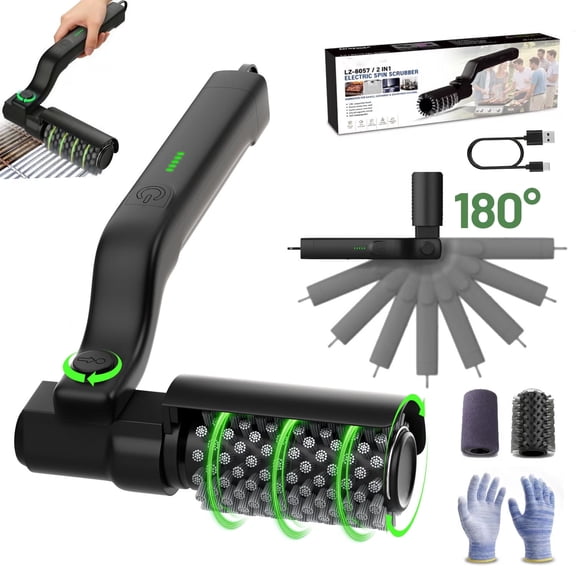 Electric Grill Brush for Outdoor Grill, Cordless Grill Cleaner with 304 Stainless Steel, BBQ Grill Brush Bristle Free, 3-Speed Settings,for Home, Patio, Camping