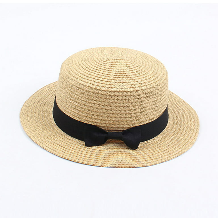 Fsqjgq Sun Hat for Women Adjustable Buckle Hats Men's Sun Hats Kids Summer Fedora Straw Hat Wide Brim Floppy Beach Sun Cap Visor Hat ,Green, Boy's