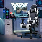 GTPOFFICE Gaming Chair With Massage  PU Leather Office Chair, White
