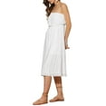 thumbnail image 4 of Vestido midi de verano sin mangas de encaje con cinturón para mujer L blanco, 4 of 6