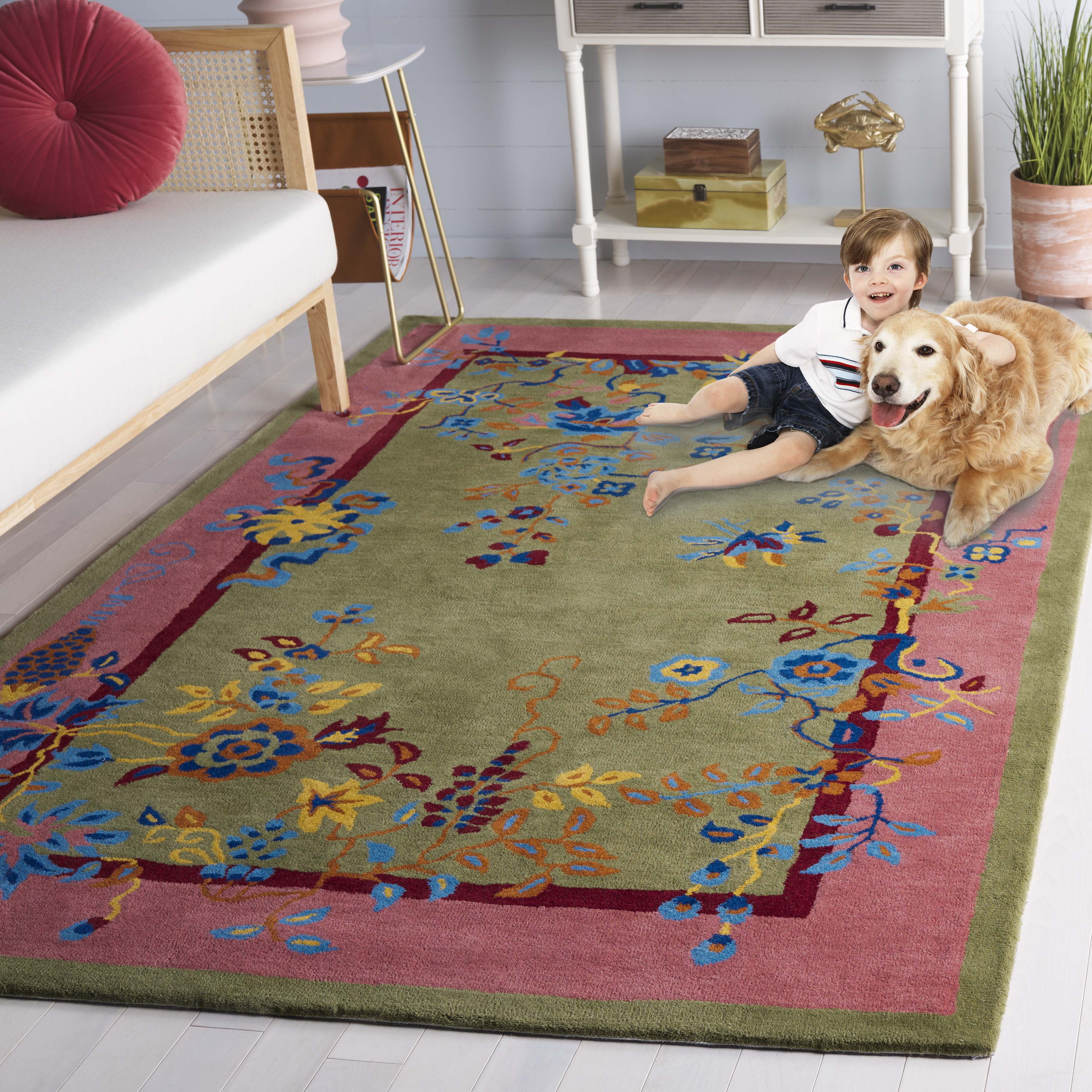 SAFAVIEH Metro Louise Floral Area Rug, Green/Pink, 4' x 6'