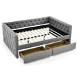 thumbnail image 5 of Upholstered Full Size Daybed with 2 Drawers, Solid Wooden Sofa Bed Frame w/Button Tufted and Copper Nail on Square Arms, Space-Saving Design, 5 of 8