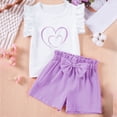 thumbnail image 2 of NOLDARES Toddler Baby Girl Outfits Summer Clothes Infant Spring Sleeveless Shirt Tops Cute Shorts Set(Purple,6-12 Months), 2 of 6