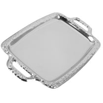 FUEENIRVA 1Pc Vintage Silver Rectangle Tray Simple Elegant Design For Living Room Ornament