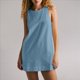 thumbnail image 4 of Vestido Corto Informal de Verano para Mujer, de Algodón y , con Cuello Redondo, Sin Mangas y Espalda Abierta, Ideal para Playa y Sol. Azul M, 4 of 9