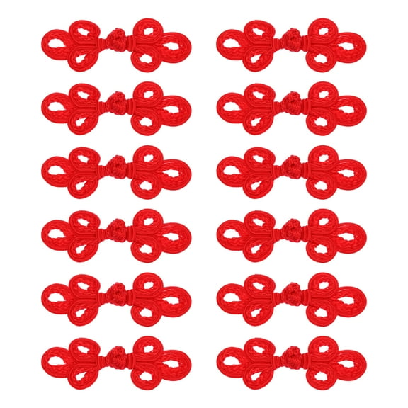 Uxcell 12 Pairs Chinese Knots Frog Buttons  Red Sewing Buttons Fasteners