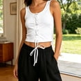 thumbnail image 2 of PBFRDSJ Gothic Crop Tank Tops for Women Y2k Lace Up Grommet Grunge Clothes Sleeveless Scoop Neck Slim Fit Going Out Shirts, 2 of 6