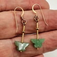 thumbnail image 2 of Jade Butterfly 14K Rose Gold Filled Leaf Earrings | 1 3/4" Long| Green | 1 Pair|, 2 of 8