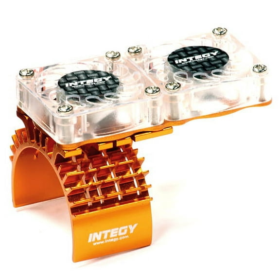 Integy RC Toy Model Hop-ups T8534ORANGE Motor Heatsink   Twin Cooling Fan for Traxxas 1/10 Slash 4X4 (6808)