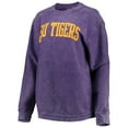 thumbnail image 2 of Women's Pressbox Purple LSU Tigers Comfy Cord Vintage Wash Basic Arch Pullover Sweatshirt, 2 of 4