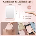 thumbnail image 7 of Wrongduck 72 LED Travel Makeup Mirror Portable Lighted Mirror with 3 Color Dimmable Lighting Touch Screen Rechargeable Adjustable Stand Pink, 7 of 7