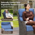 thumbnail image 5 of PARKWELL 3-Piece Outdoor Swivel Glider Chair with Side Table,Luxury High Back 6-Inch Thick Cushions Swivel Rocker Rocking Lounge Chair,Patio Bistro Set for Porch Deck Backyard,Brown/Navy, 5 of 10