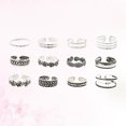 thumbnail image 4 of MasteelfCA 12PCS Unisex Foot Rings Trendy Fashion Folk-custom Alloy Plating Geometric Seaside Toe Joint Rings Set Opening Rings (Silver), 4 of 7