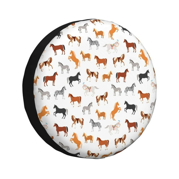 Rv Spare Tire Cover 14 inch - Horses Tire Covers for Trailers, Adjustable Camper Spare Tire Cover