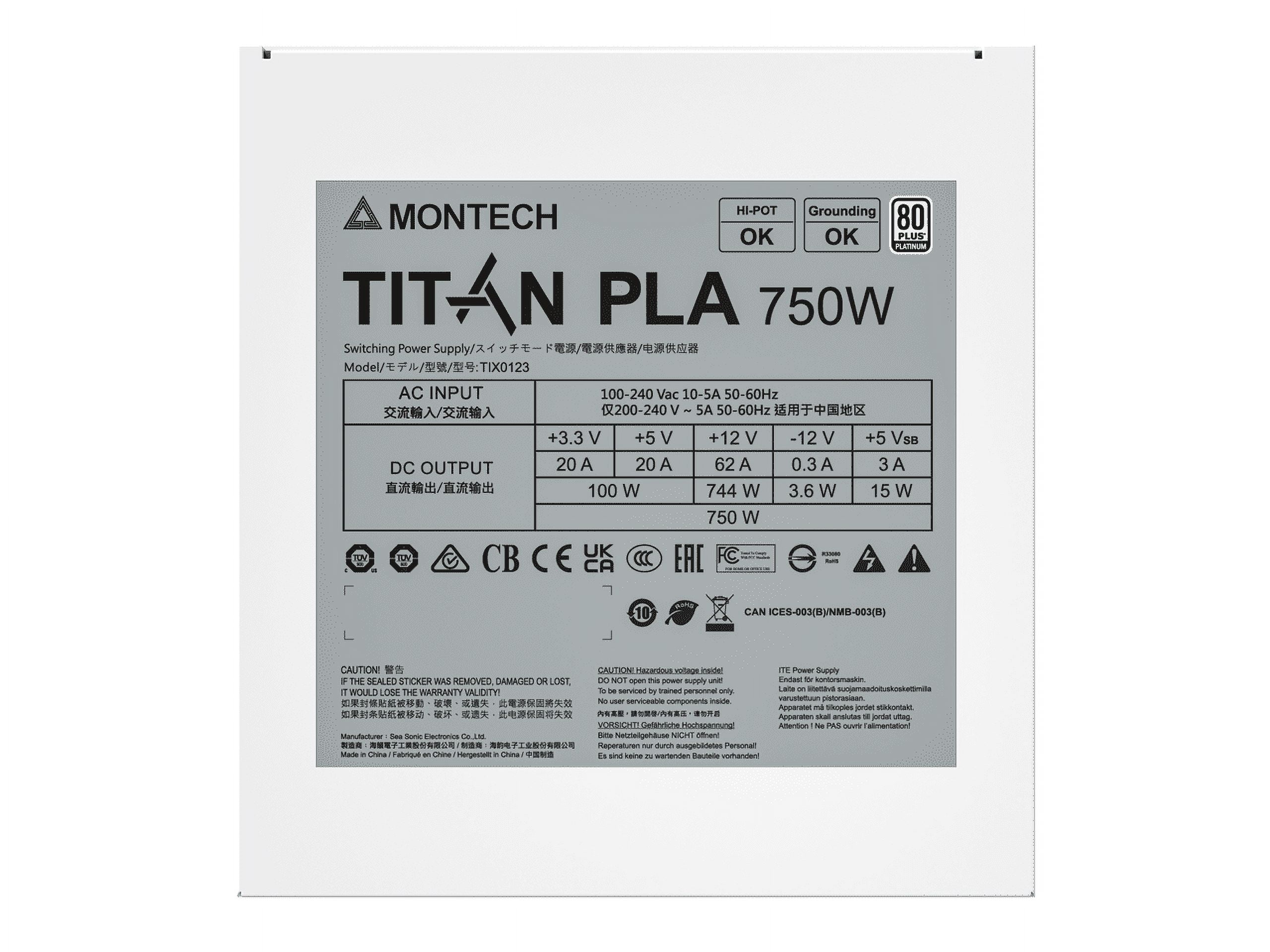 Montech TITAN PLA 1200 1200 W ATX12V / EPS12V 80 PLUS PLATINUM Certified Full Modular Active PFC Power Supply