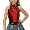 thumbnail image 3 of OGLCCG Girls Metallic Dance Vest Halter Neck Sleeveless Gym Ballet Tank Top Jazz Performance Hip Hop Street Dancing Shirts 4-14 Years, 3 of 5