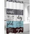 thumbnail image 4 of Laundry Room No Hook Shower Curtain Waterproof,Bathroom Curtains with Snap in Liners and See Through Top Window,Wash Dry Fold Repeat Splicing Colorful Wood Hotel Bathtub Curtains Shower 36"Wx72"L, 4 of 8