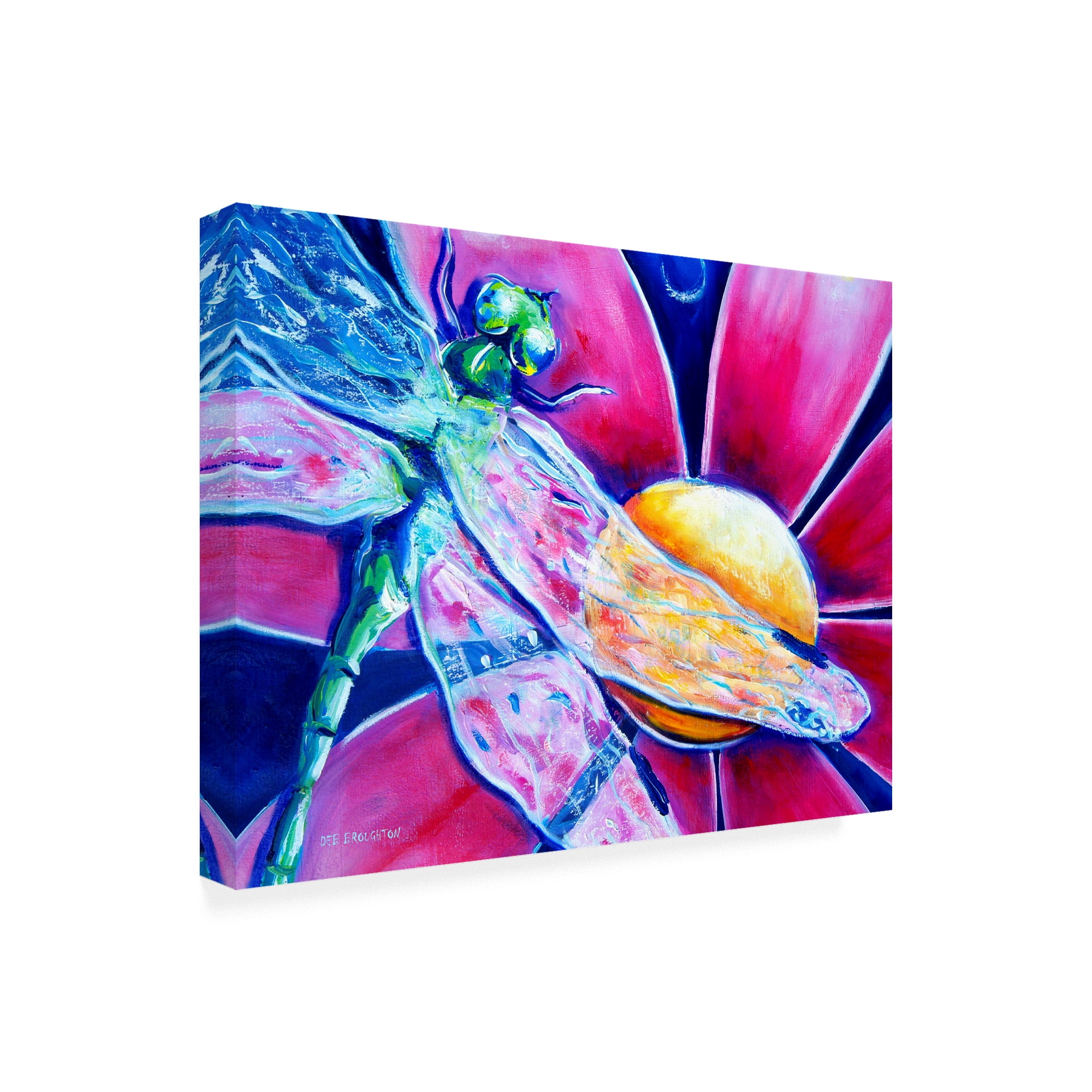 Trademark Fine Art 'Flower Pink Daisy Dragonfly' Canvas Art by Deborah Broughton