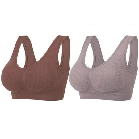 ZHENHONG Bras for Women Plus Size 2Pcs Gathering Bra Comfortable Corset Front Alternating Side Button Lace Bra Slim Shaping Bra Purple Woman Blending Bra XL