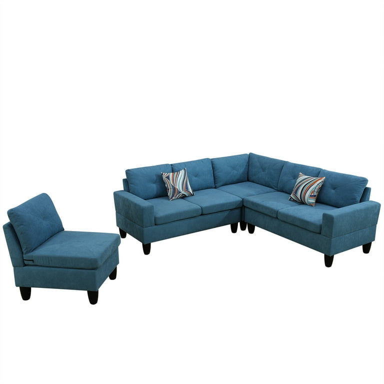 Aukfa 6-Seater L Shaped Sectional Sofa Flannel Fabric - Walmart.com
