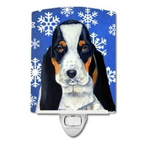 Basset Hound Winter Snowflakes Holiday Ceramic Night Light