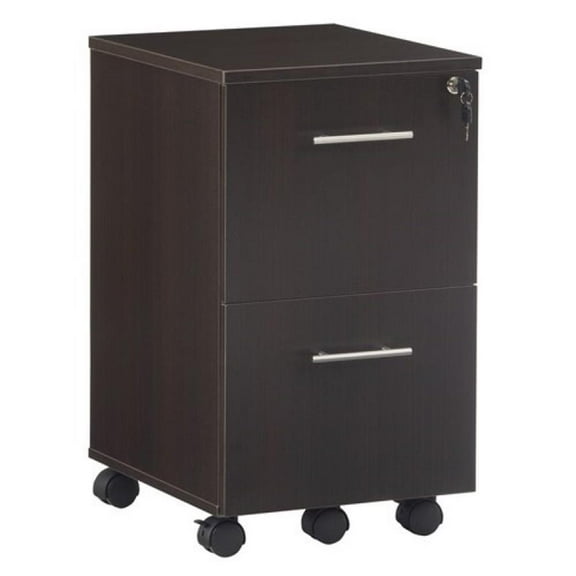 Scranton & Co File Cabinet with 2 Drawers & 1 Lock, Rolling Mobile and Portable File Cabinet with Wheels for Documents, A4/Letter/Legal(Mocha)