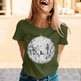 thumbnail image 2 of DGMIOCS Black and White Disco Ball Club Retro T-Shirt Women's Short Sleeve Casual Party T-Shirt Army Green M, 2 of 5