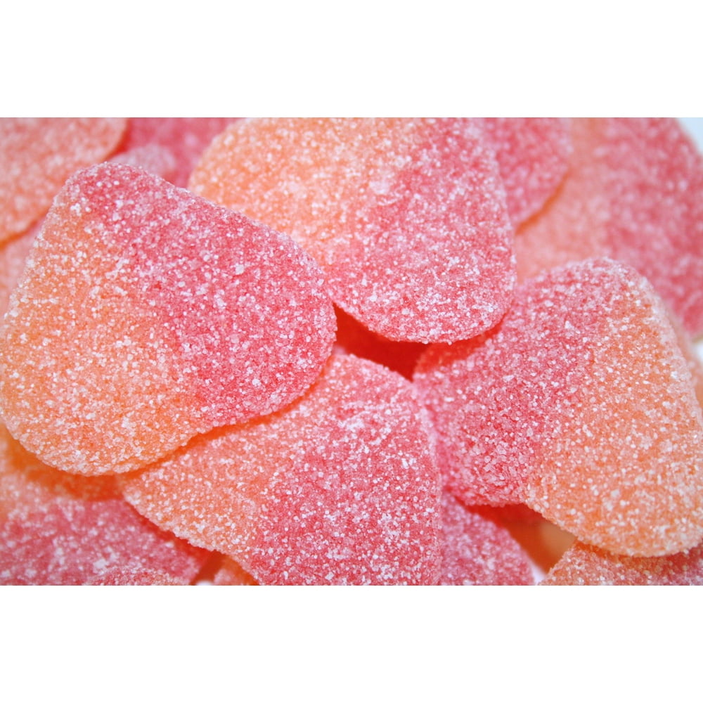 BAYSIDE CANDY SOUR GUMMY PEACH HEARTS, 1LB