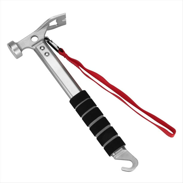 Martillo de Aluminio para Acampar, , Funcional, con Extractor, Ligero, para Acampar y Hacer Senderismo.