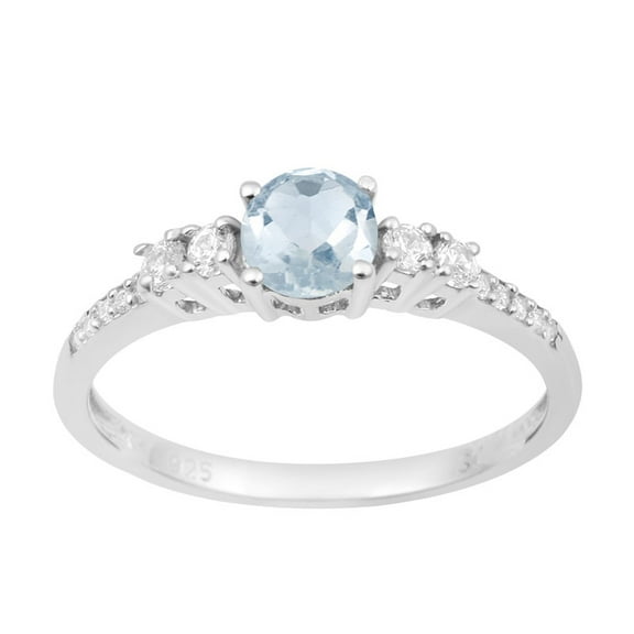 5mm Round Shape Blue Topaz Gemstone 925 Sterling Silver Solitaire Women Engagement Ring